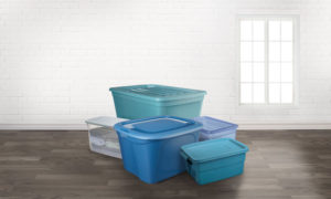 Storage bins on the floor
