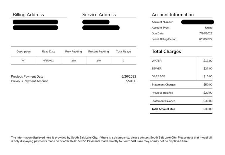 utility bill example