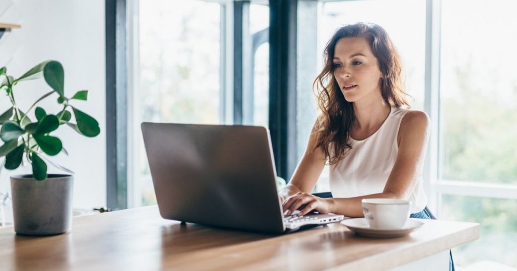Woman working on laptop