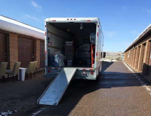 U-Haul truck parked at a self-storage facility
